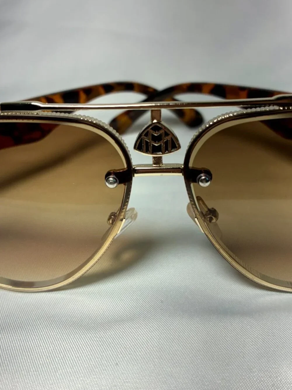 Maybach Gold Aviator Sunglasses Tortoiseshell Temples Made in Italy